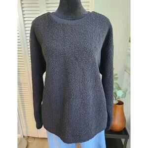 NWT LOFT Small Sherpa Sweatshirt Black Fleece Pullover